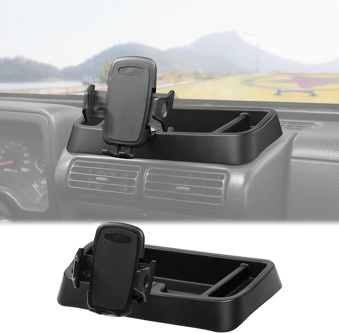 Hoolcar Phone Holder Radio Holder Multi-Functional Walkie Talkie Cell Phone Mount Bracket for 1997-2006 Jeep Wrangler TJ Accessories, Black