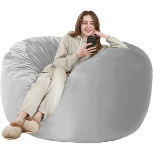 HABUTWAY Bean Bag Chair: Giant 5' Memory Foam Furniture Bean Bag Chairs for Adults with Microfiber Cover 5Ft (Light Grey)