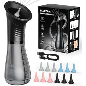 Ear Wax Removal, Electric Ear Cleaner with LED Display, FSA-HSA-Eligible, Ear Irrigation Kit with Dual Tank Includes 12 Tips, IPX7, Safe & Effective Cleaning for Adults & Kids, Easy to Use