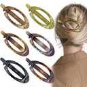 6 Pcs French Oval Hair Barrette Clip Plastic Bun Ponytail Holder Strong Hold Grip Hair Clips Closure Hairpin No Metal Hair Accessories for Women Girls (Glossy)