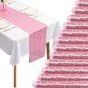 12 Packs 12 X 72 Inch Pink Sequin Table Runner Glitter Dining Table Runner for Birthday Wedding Engagement Bridal Baby Shower Bachelorette Holiday Celebration Party Supplies Decorations (Pink)