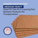 Box USA Double Wall Corrugated Cardboard Sheets, 24" x 48", Kraft (Pack of 5), (BSP2448DW)