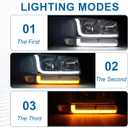 LED DRL Headlights Assembly Compatible with 1999-2007 GMC Sierra / 2000-2006 Yukon XL 1500 2500 Excluding Denali Vehicles Clear Reflector Chrome Housing
