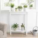 Small Console Table with Shelf Little Narrow Entryway Table Skinny Thin High Tall Display Stand for Entry Hall Hallway, Foyer, as Eextension for Long Behind Couch Sofa Table/Kitchen Countertop, White