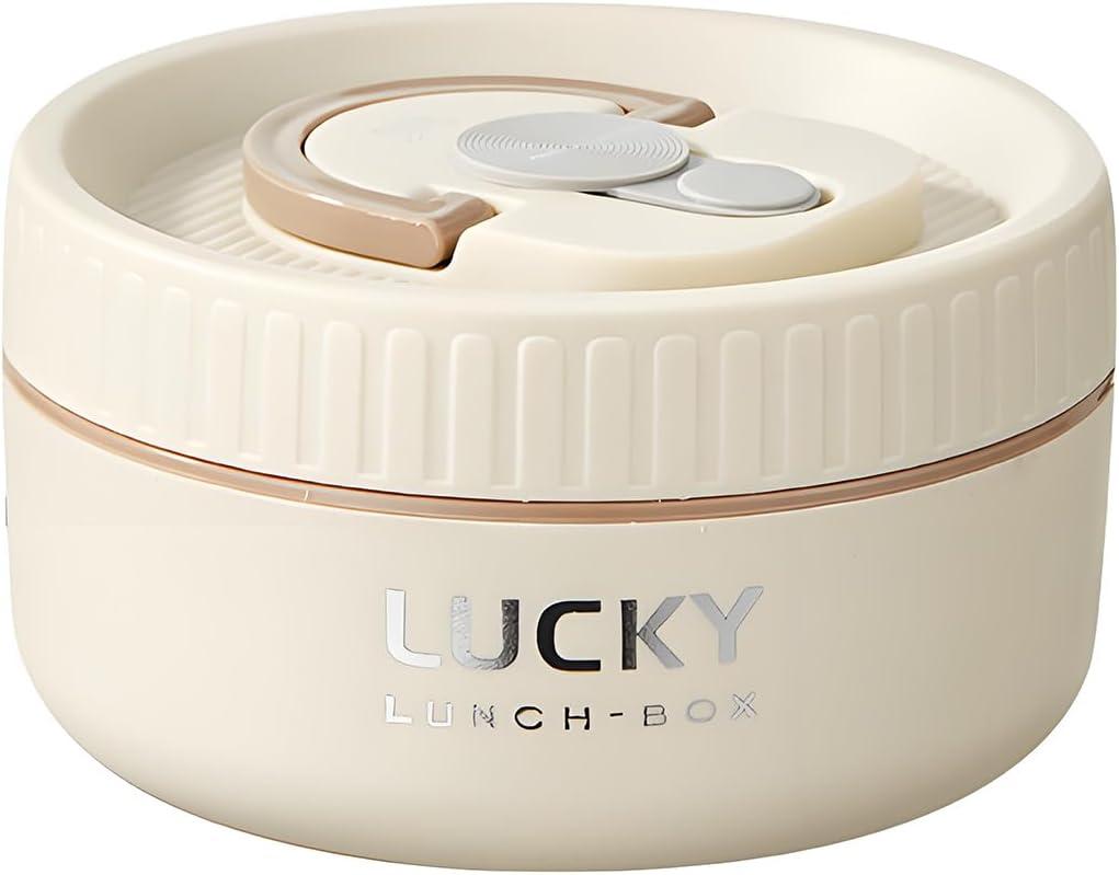 Stainless Steel Lunch Box, 3-Tier Insulated Bento Box Sealed Hot for Adults, Thermal Food Container for Office Workers (Beige, 1pcs, 400ml)