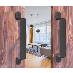 Barn Door Handle Black 10 inch Comfortable Handy Touch Gate Handles 2 Pack Long Solid Metal Door Pull for Sliding Barn Door Gate Cabinet Closet Drawer Garage Screws Included