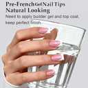 2 x Dsixnails French Tip Press On Nails, 150Pcs Pink Short Square Gel Press on Nails, Glitter Base Pre-Lasting Acrylic Fake Nails, Soak Off Acrylic Full Cover Nails Extension for Women Girl 15Sizes
