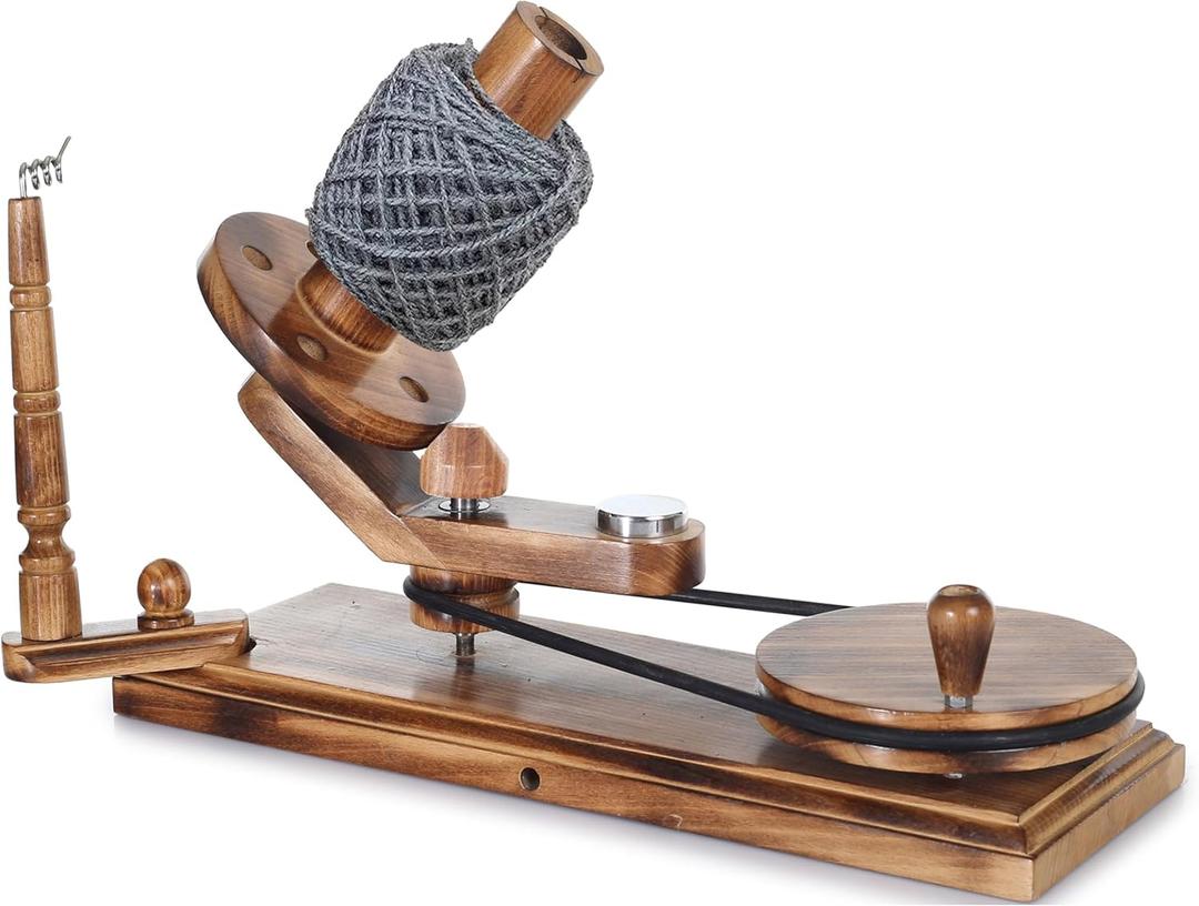 Brainmart Hand Operated Wooden Yarn Ball Winder and Yarn Swift Wool Speedy Winder String Holder Knitting Crochet Accessories Knitter's Gift (Antique Beachwood (Winder))
