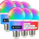 OREiN Matter Smart Light Bulb, Smart Light Bulbs Work with Apple Home, Alexa, Google Home, SmartThings, A19 Color Changing Light Bulbs 2.4Ghz WiFi, 800 Lumens Equivalent 60W 6Pack