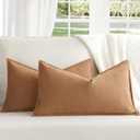 ZWJD Camel Pillow Covers 12x20 Set of 2 Chenille Throw Pillow Covers with Elegant Design Soft and Luxurious Decorative Throw Pillows for Couch, Bed, and Home Decor