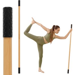 PAETA Yoga Stick for Stretching, 5ft Exercise Stick for Mobility & Flexibility, Bamboo Stretch Bar and Posture Pole with Non-Slip Grip - Includes Free Video Guide