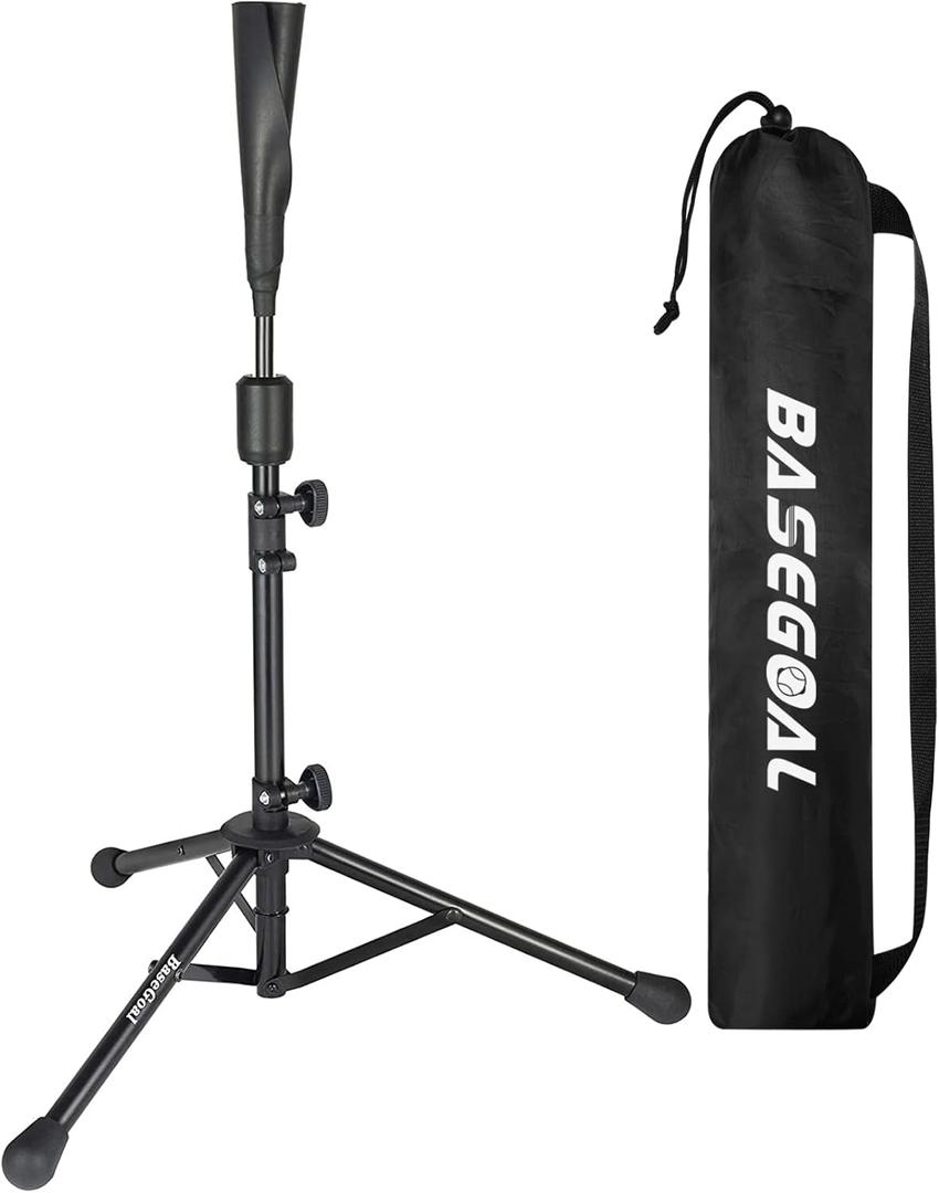 Batting Tee Baseball Tee,Softball Travel Portable Tee Tripod Stand Rubber Tee for Batting Training Practice with Carrying Bag