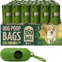 Reli. Biodegradable Dog Poop Bags w/Holder (360 Count - 24 Rolls) | 9x13" Large Dog Bags for Poop w/Dispenser | Green Eco-Friendly | Oxobiodegradable Pet Waste Disposal Refills (Unscented)