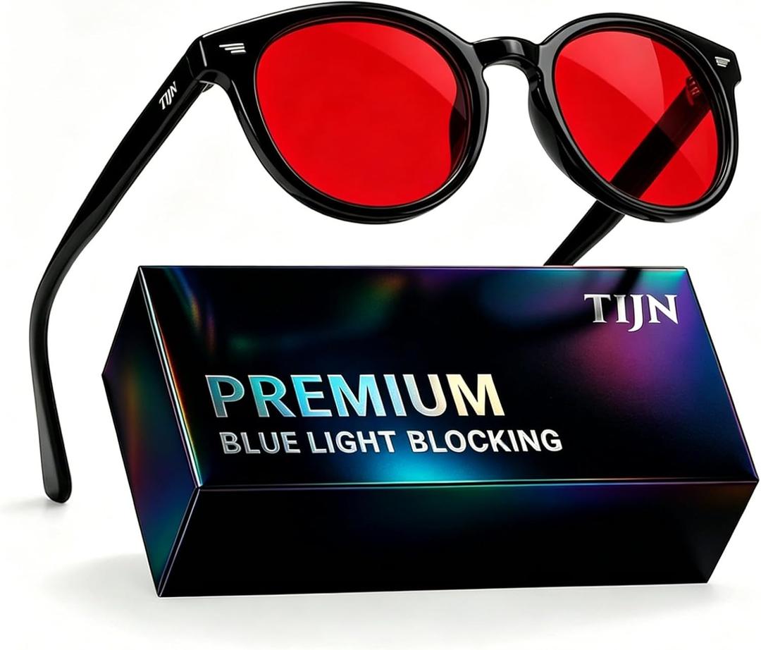 TIJN Blue Light Blocking Glasses Men Women Vintage Thick Round Rim Frame Eyeglasses