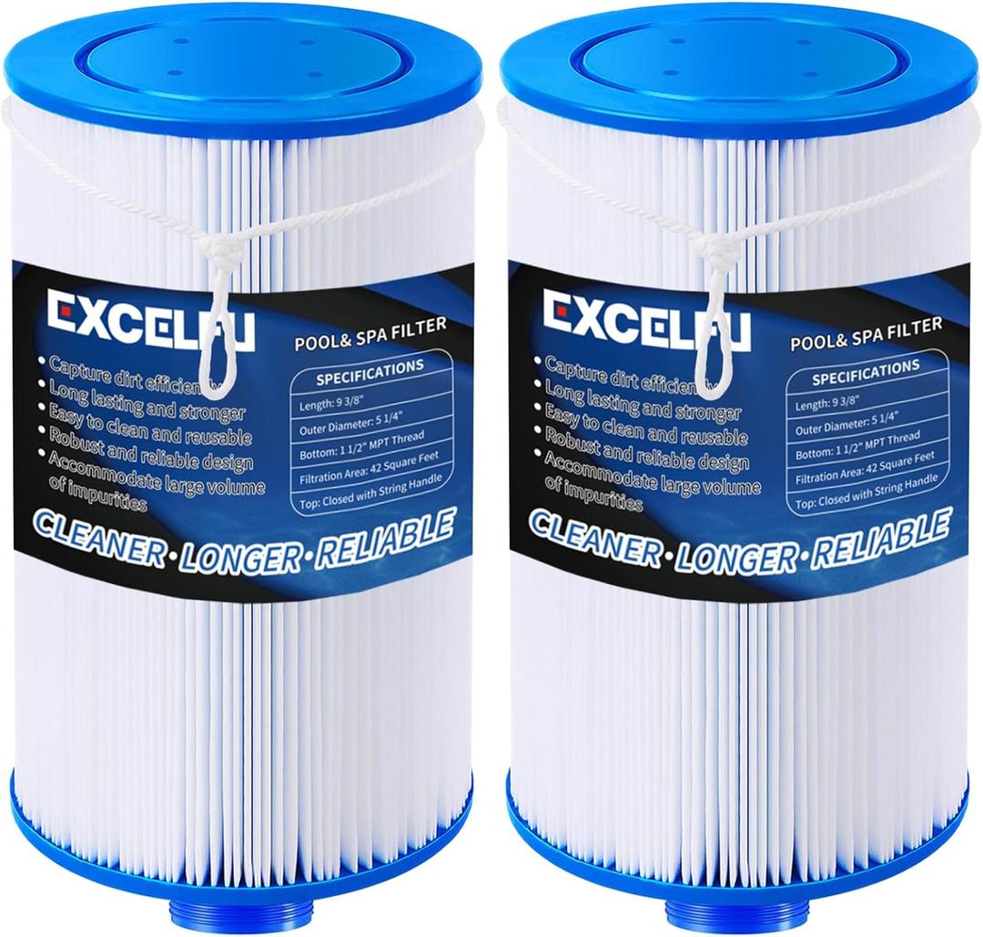 2 Pack Spa Filter Hot Tub Filter Fit for 2012-2015 Aquaterra/2013-2015 Fantasy/2005-2015 Free Flow,Replaces 303279 78460 FC-2402 PFF42TC-P4 SD-01322, 1 1/2" MPT Thread (Fine Thread)