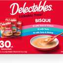 Delectables Lickable Treat Bisque Wet Cat Treat Variety Pack, Food Topper, Hydrating, Grain-Free, No Fillers, No By-Products, No Added Preservatives, 1.4oz Pouch, 30ct (BBD - 05/22/27)