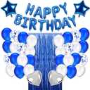 71 Pcs - Birthday Decorations | Cute Blue Party Aluminum Film Balloons | Happy Birthday Balloon | Cartoon Theme Balloon Set (Blue)