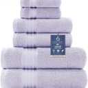 COZYART Lavender Luxury Bath Towel Set, Turkish Cotton Hotel Towel Bulk for Bathroom, Thick Bathroom Sets of 6 Pcs with 2 Large Bath Towels, 2 Hand Towels, 2 Washcloths, 650 GSM.