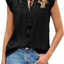 Glamaker Womens Tie Front Summer Tops Dressy Casual Ruffle Short Sleeve Shirts Trendy Blouses for 2025 (Small, Black)