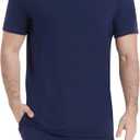 NACHILA Pajamas for Men Pj Short Sleeve Sleepwear with Shorts V Neck Loungewear Cool Pajama,Viscose Made from Bamboo (Medium)