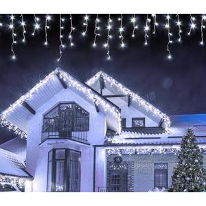 32.8 Ft 400 LED Icicle String Lights, 8 Modes Waterproof Icicle Christmas Lights Outdoor with Memory Function, Curtain Fairy Lights Hanging Decor for Home, Party, Christmas & Halloween (Cool White)