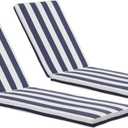 Only choice 2 Pcs Set Outdoor Lounge Chair Cushions Patio Chaise Lounge Replacement Cushions Furniture Seat Cushions (Blue+White Stripes-2 pcs) (74.4"x 22.05"x 2.76")
