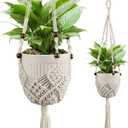 Macrame Plant Hanger - Fits 3 to 6 inches Pots for Indoor Outdoor, 35 Inch, Set of 2, Ivory (POTS NOT Included)