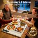 Warming Mat for Food Electric Food Warming Tray for Buffet withFast Heating Mat with Timer and 4 Heat Levels, Portable Rollable Food Warming Mat for Countertop Portable Heating Pad for Parties Family (White)