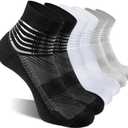 IRAMY Compression Ankle Support Socks Coolmax Wicking Cushioned Athletic Plantar Fasciitis Relief Men Women 3 Pairs (Small, Black+White+Grey-3 Pairs)