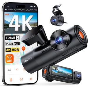 Vantrue N4 Pro S 4K 3 Channel Dash Cam w/Triple STARVIS 2, 4K+1080P+2.5K Front Inside Rear Dash Camera, 4+2.5K Dual Channel, HDR IR Night Vision, Voice Control, Parking Mode, GPS, Wi-Fi, Support 1TB