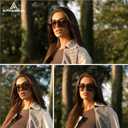 Polarized Square Aviator Sunglasses for Women Mens 70s Retro Double Bridge Sunnies AP3654 (C1 Black/Grey)