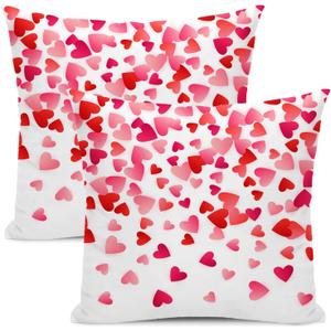 Valentines Pillow Covers 18x18 Inch Set of 2,Pink Love Heart Throw Pillows Case,Valentine's Day Mother's Day Anniversary Decorative Square Cushion Covers Farmhouse Outdoor Decor for Home Sofa Bed