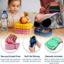 2 Pack Reusable Silicone Snack Containers with Lid, Strap, Spoon & Fork-2 Compartments Portable Mini ContainersSilicone Snack Storage Box for Picnic, Office, School(blue+green)