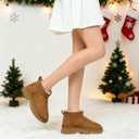 Women's Waterproof Winter Snow Boots Lightweight Warm Fur Lined Lace-Up Boots Mid-Calf Booties Anti-Slip Sole for Cold Weather Outdoor (Brown)