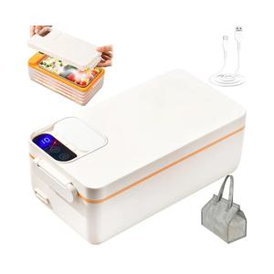 Rechargeable Electric Heated Lunch Box - Cordless Battery Powered Portable Food Timer Heater Keep Hot Meal - Self Reheating Soup Heat Warming Container Heating Warmer for Men Women Adults Car Vehicle