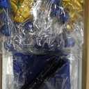 Jingmore Graduation Cake Kit: Felt Cap, Diploma, Congrats Topper, Beads Leaf Flowers (Blue & Gold, 33 Count)