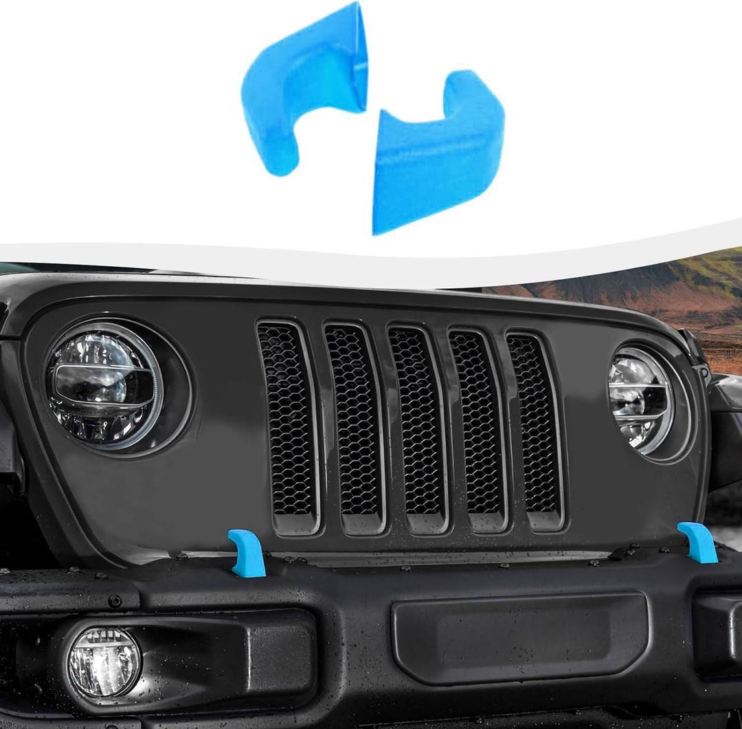 Bumper Tow Hook Covers 2Pcs Fit for 2007-2018 Jeep Wrangler JK JKU/for 2018-2026 JL JLU & Jeep Gladiator JT Exterior Accessories(Light Blue)