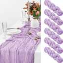 6 Pack Light Purple Cheesecloth Table Runner, 10FT Long Romantic Semi Sheer Cheesecloth Rustic Boho Table Runner for Wedding Baby Shower Birthday Bridal Party Decorations(35×120 Inch)