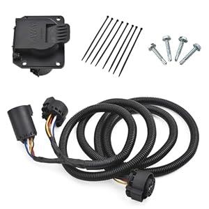 MITZONE 7-Foot 7-Pin Vehicle-Trailer Wiring Plug Harness Extension Compatible with Chevy/Dodge/Ford/GMC/Nissan/Toyota/Ram for Fifth-Wheel and gooseneck Trailers [Truck Bed Extension] 56070