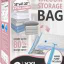 Cozy Essential Vacuum Storage Bags, 80% Compression Vacuum Seal Space Saver Plastic Packaging Bags for Clothes, Blankets, Pillow, Bedding, Comforters, Sealer Clothing Storage,6 XXL Jumbo