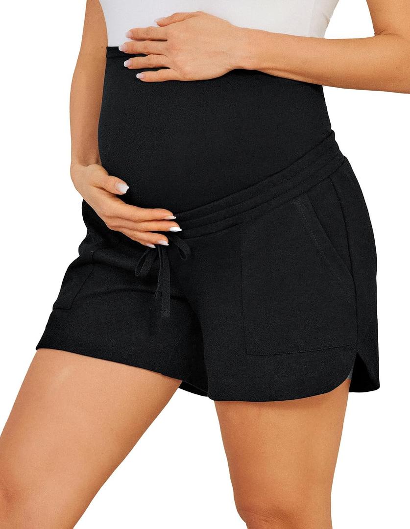 Maacie Maternity Shorts 2026 Maternity Athletic Shorts High Waist Shorts Lounge Casual Sweat Shorts with Pockets, M
