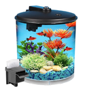 Koller Products 1.5-Gallon 360 View Aquarium Kit with Multiple Colors LED Lighting and Power Filter, Ideal for Betta Fish and Tropical Fish