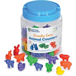 Learning Resources Friendly Farm Animal Counters - 72 Pieces, Ages 3+ Toddler Learning Toys, Preschool Learning Supplies, Classroom Desk Pets, Educational Counting and Sorting Toy