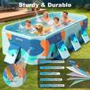 Large Foldable Family Swimming Pool for Kids & Dogs, 115" L x 65" W x 21.5" D Hard Plastic Square Pool with Reinforced Sidewalls and Easy Setup for Backyard