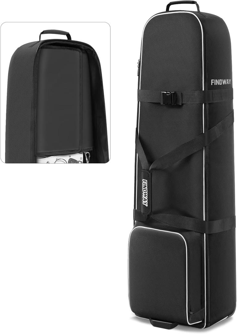 Findway Golf Travel Bag, Golf Travel Bag for Airlines with Wheels, 900D Heavy Duty Polyester Oxford Soft-Sided with Club Protection Liner, Universal Size (Black)