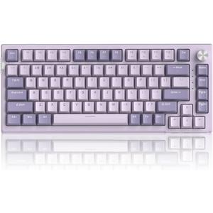 MageGee SKY81 75% Wireless Gasket Mechanical Gaming Keyboard, Hot Swappable RGB Custom Creamy Keyboard w/ 5-Layer Padding, BT/2.4G/USB-C, Knob Control, NKRO for Win/Mac (Dreamy Sky, Violet Switch)