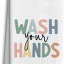 Kids KidBathroom Decor, Kids Hand Towels, Kids Bathroom Accessories, Little Girls Boys Bathroom Kitchen Decor forKids, Wash Your Hands Boho Nursery Dish Towels Tea Towels for KitchenBathroom (White)