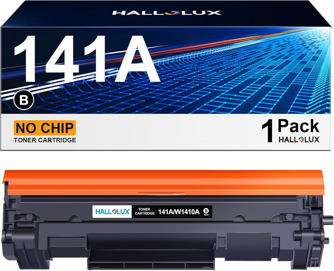 HALLOLUX 141A Toner Cartridge (No Chip) Compatible Replacement for HP 141A Black LaserJet Toner Cateridge W14101A Compatible for HP LaserJet M110we M110 M140we M139w M140w Printer(1 x Black Pack)