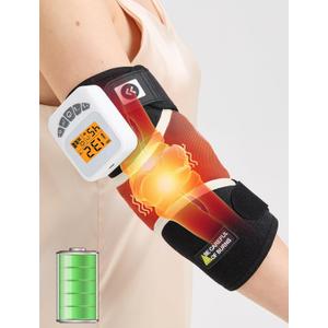 CAMECO 2-in-1 Cordless Elbow Massager with Heat for Tennis Elbow & Tendonitis Pain Relief, 5000mAh Battery & 104-140 Arm Heating Pad Sleeve with Vibration, Rechargeable Heated Elbow Wrap Brace
