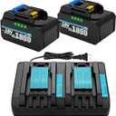 Energup 2Pack 6.5A 18V Replacement Makita Battery with DC18RD Dual Port Charger, BL1850B BL1830 BL1840 BL1850 BL1860 BL1815 BL1820, for Makita 18V Battery and Charger